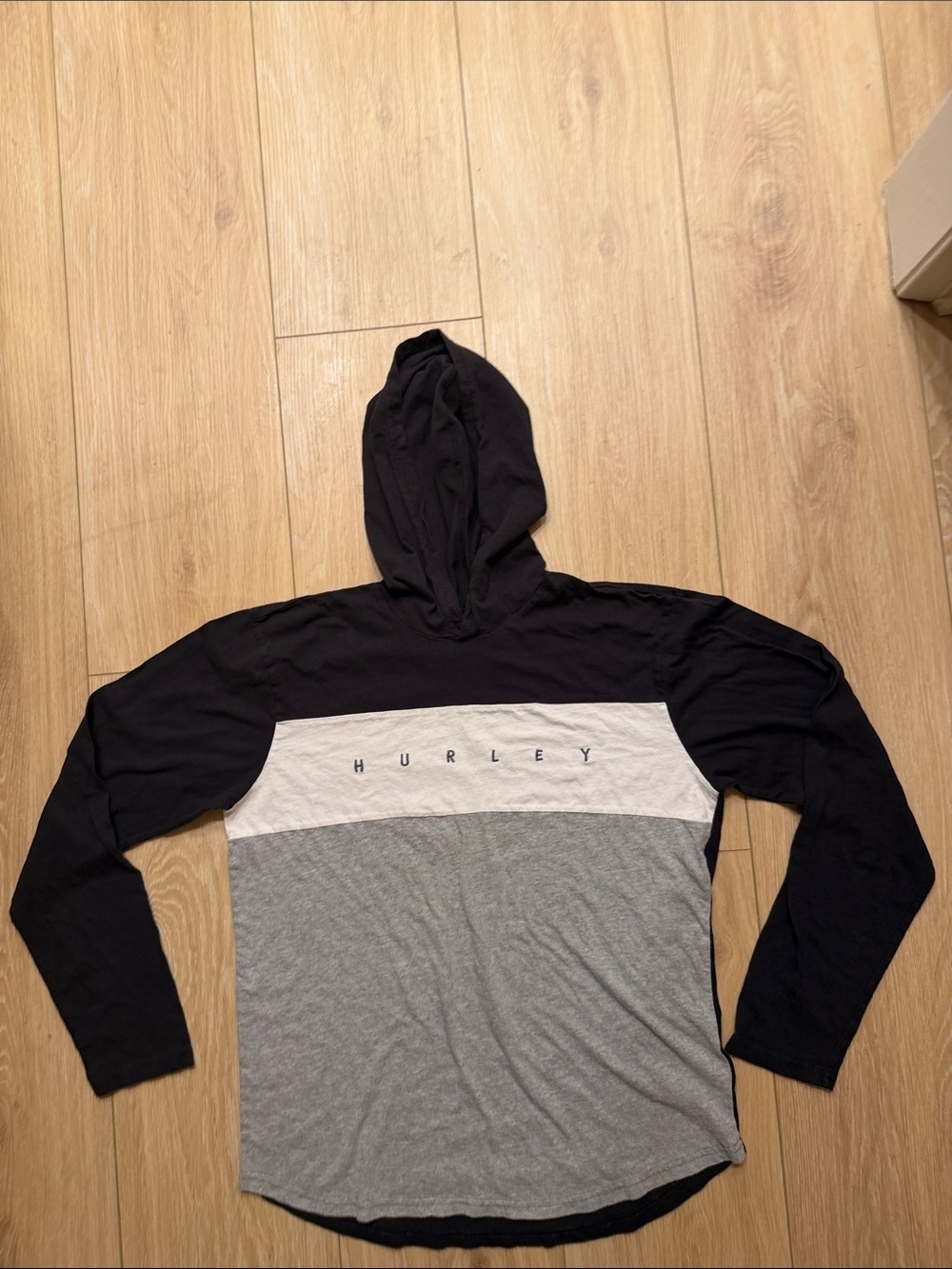 Hurley Black White Gray Colorblock Lightweight Hoodie